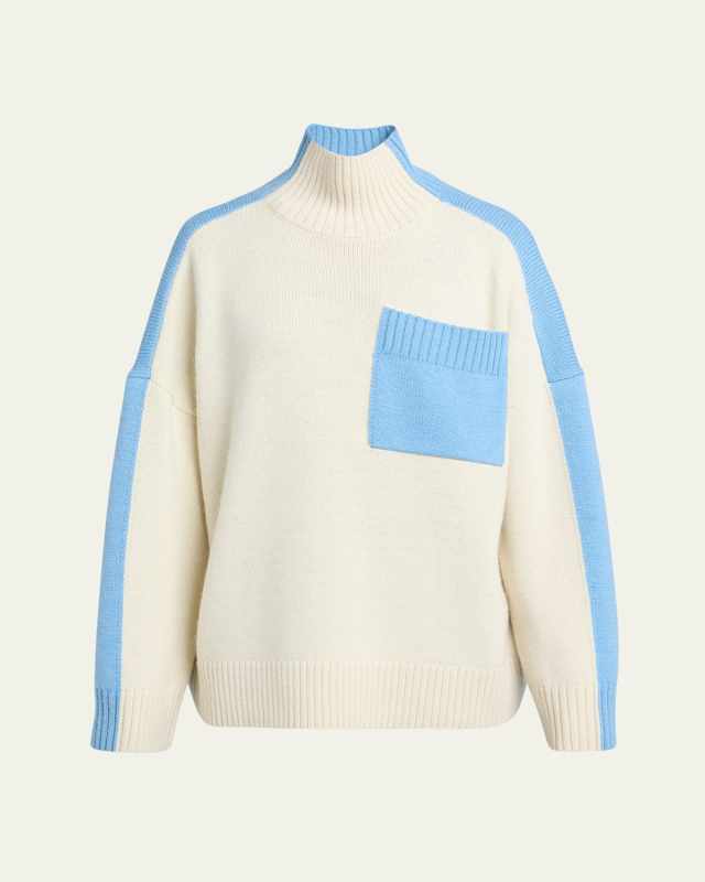 Two Tone Patch Pocket Wool Sweater